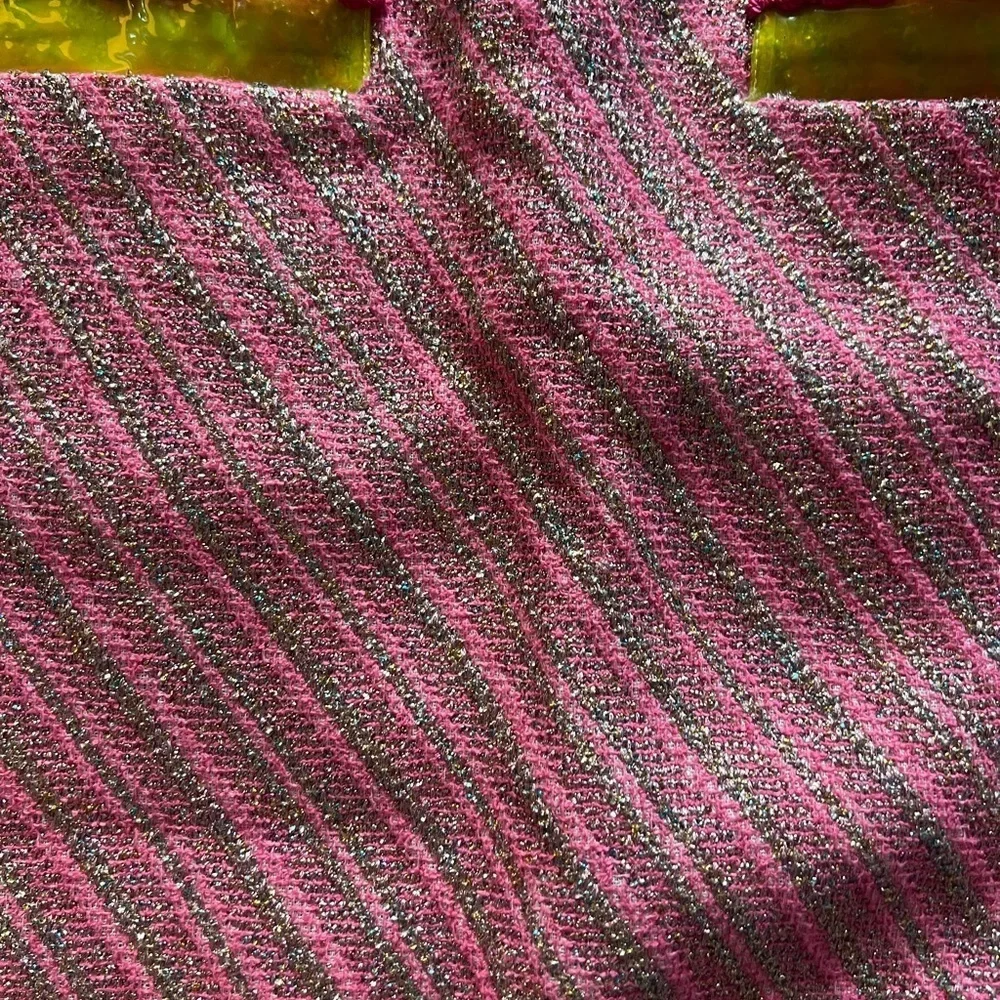 NWOT Moschino Couture ONE OF A KIND runway Pink and Yellow Tweed Skirt|size 6 - Picture 8 of 8